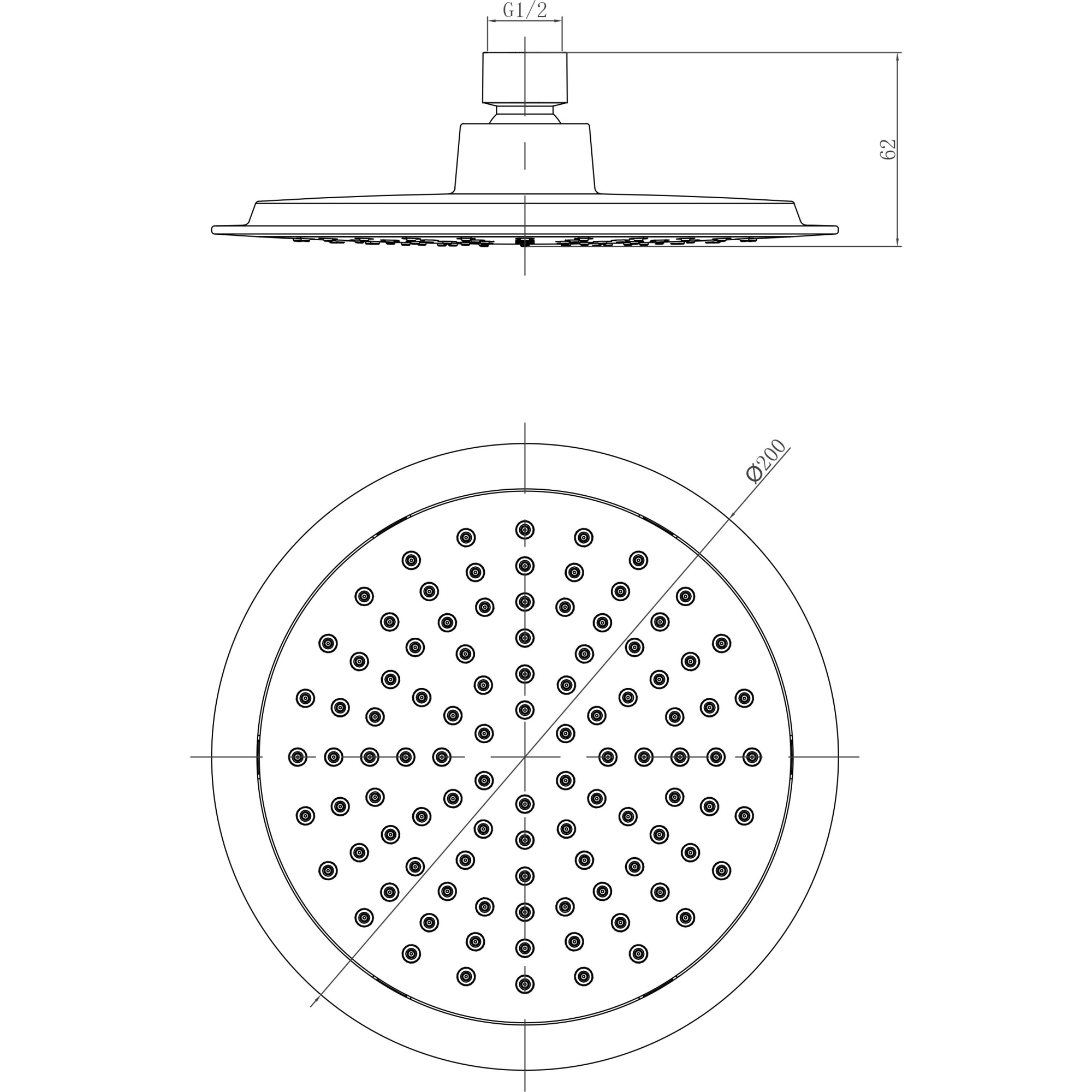 Лейка душевая верхняя круглая диаметр 200 мм Lemark, LM8033C