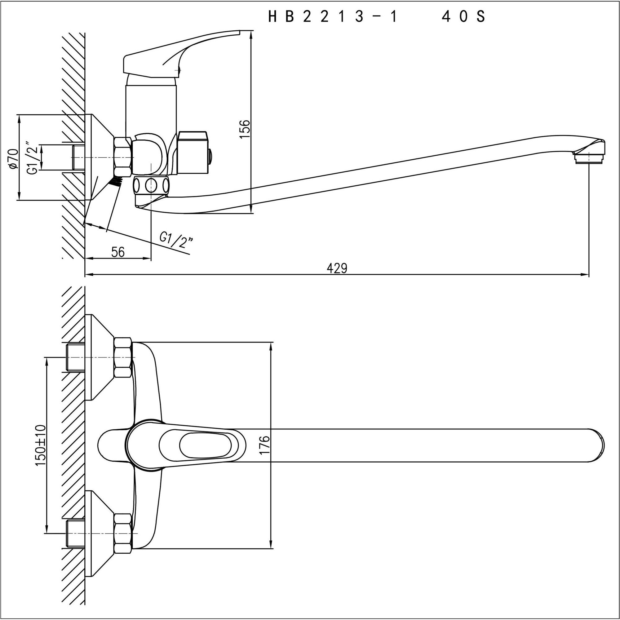 Смеситель для ванны с длинным изливом Haiba HB2213-1