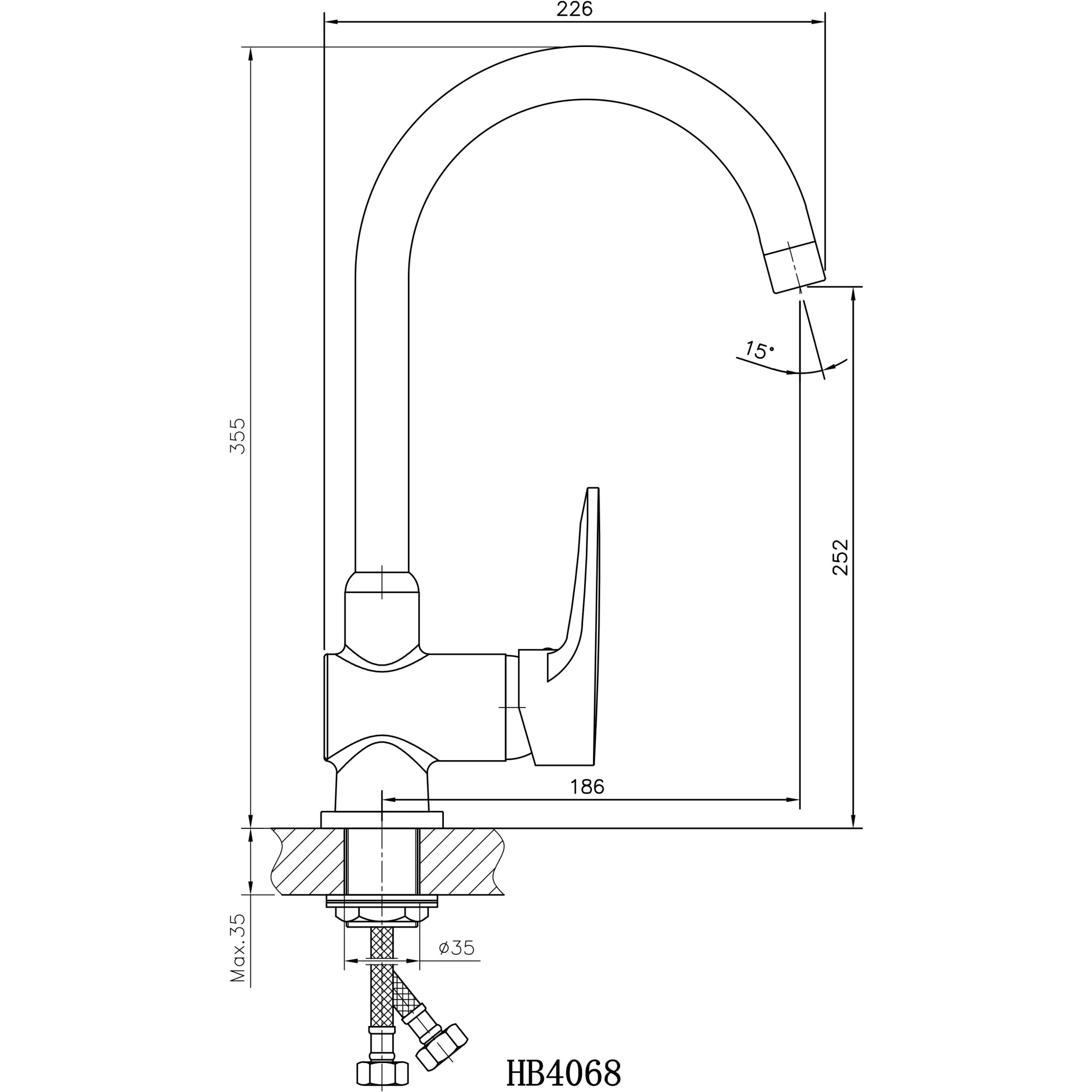 Смеситель для кухни Haiba HB4068