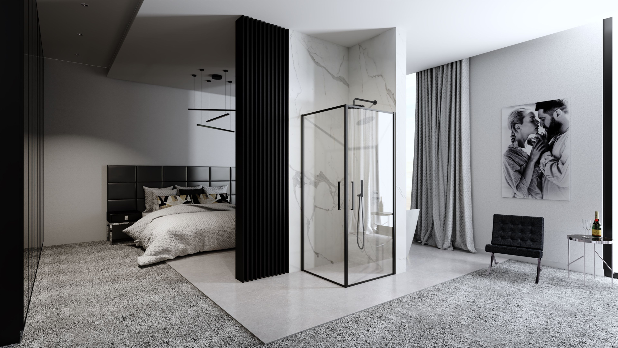 Душевой уголок Rea Abra Black Mat 90x90, REA-K5502