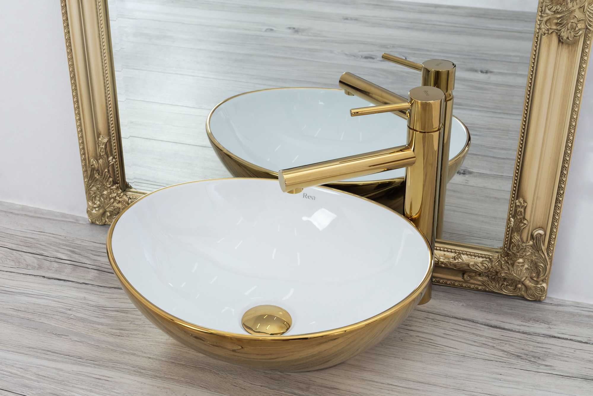 Умывальник Rea Sofia Gold/White 41x34.5, REA-U0456