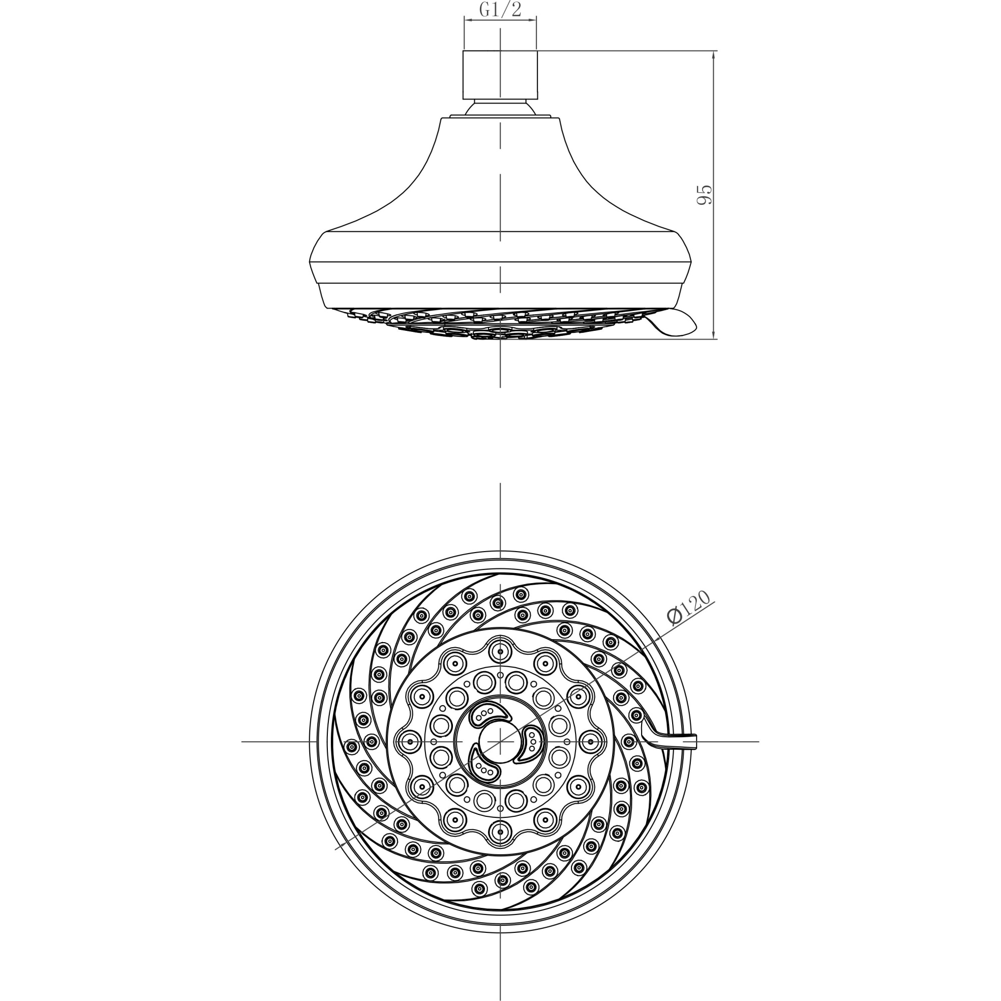 Лейка душевая верхняя круглая 7-функциональная d 12 мм Lemark, LM8042C