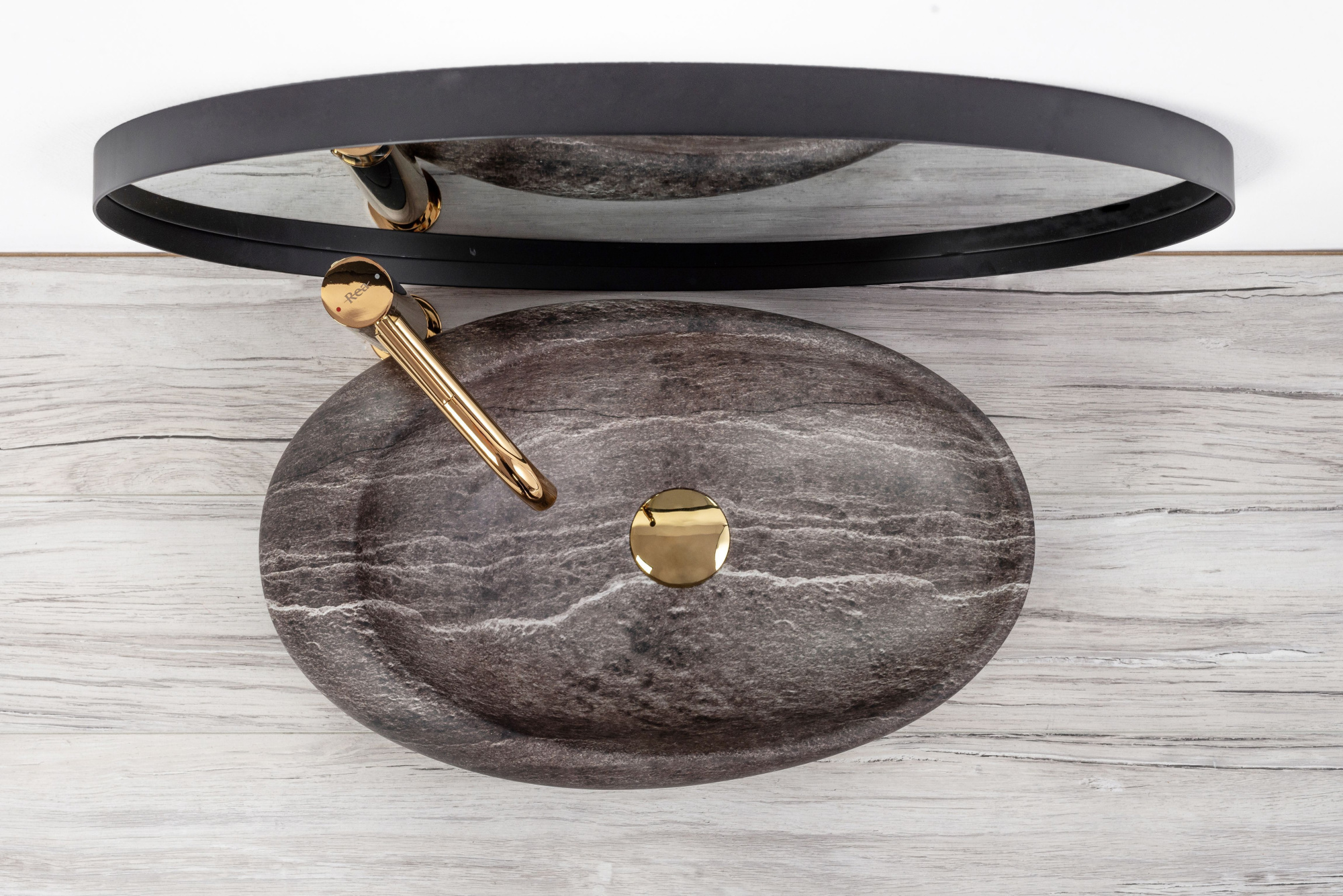 Умывальник Rea Roxy A Stone D.Grey 49x31, REA-U6649