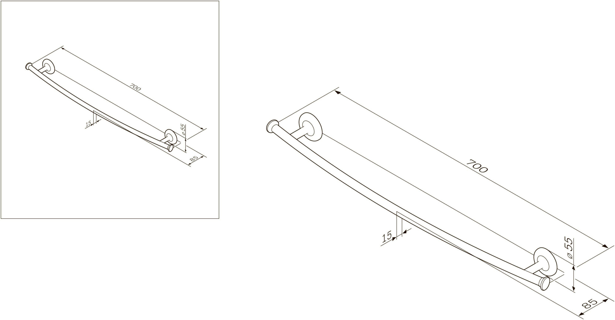 Вешалка для полотенец 60 см AM.PM Like, A80346400