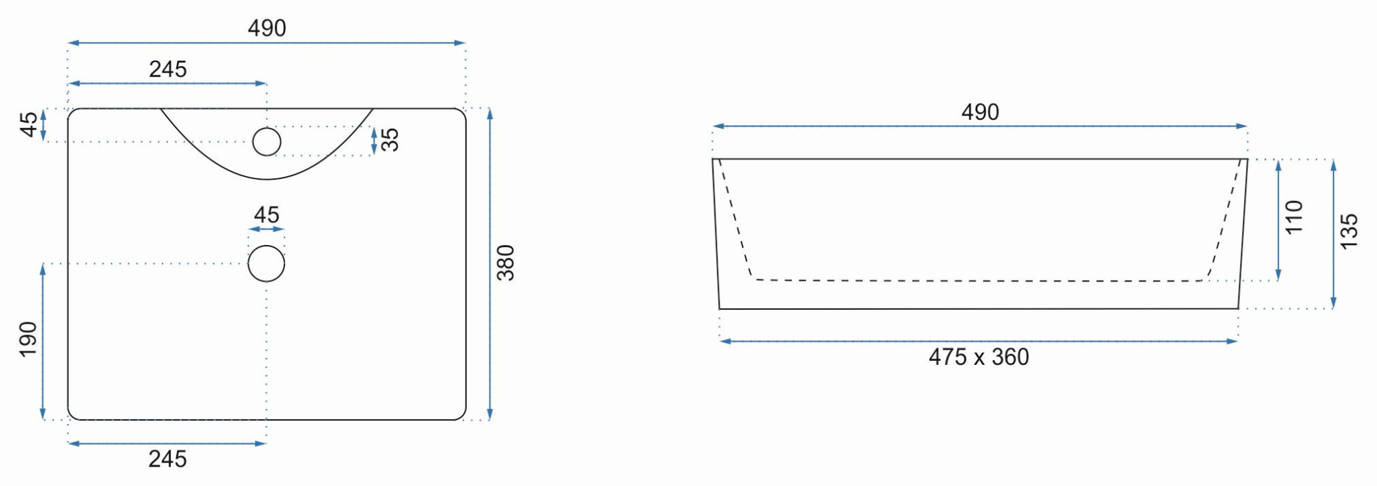 Умывальник Rea Kelly 49x38, REA-U6524