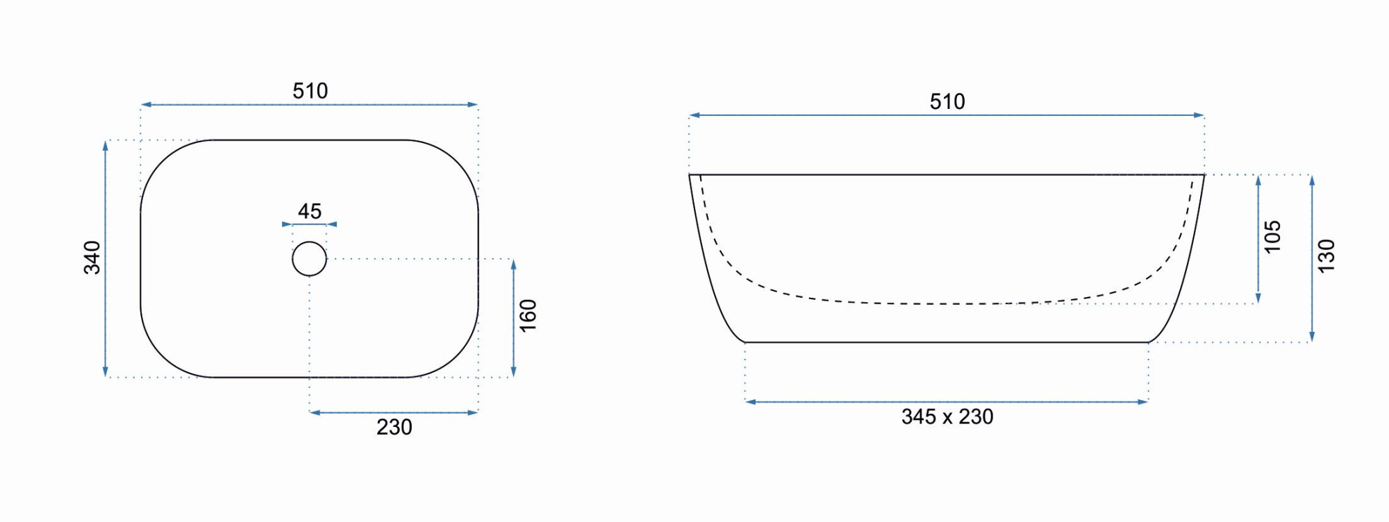 Умывальник Rea Claudia White 51x34, REA-U6644