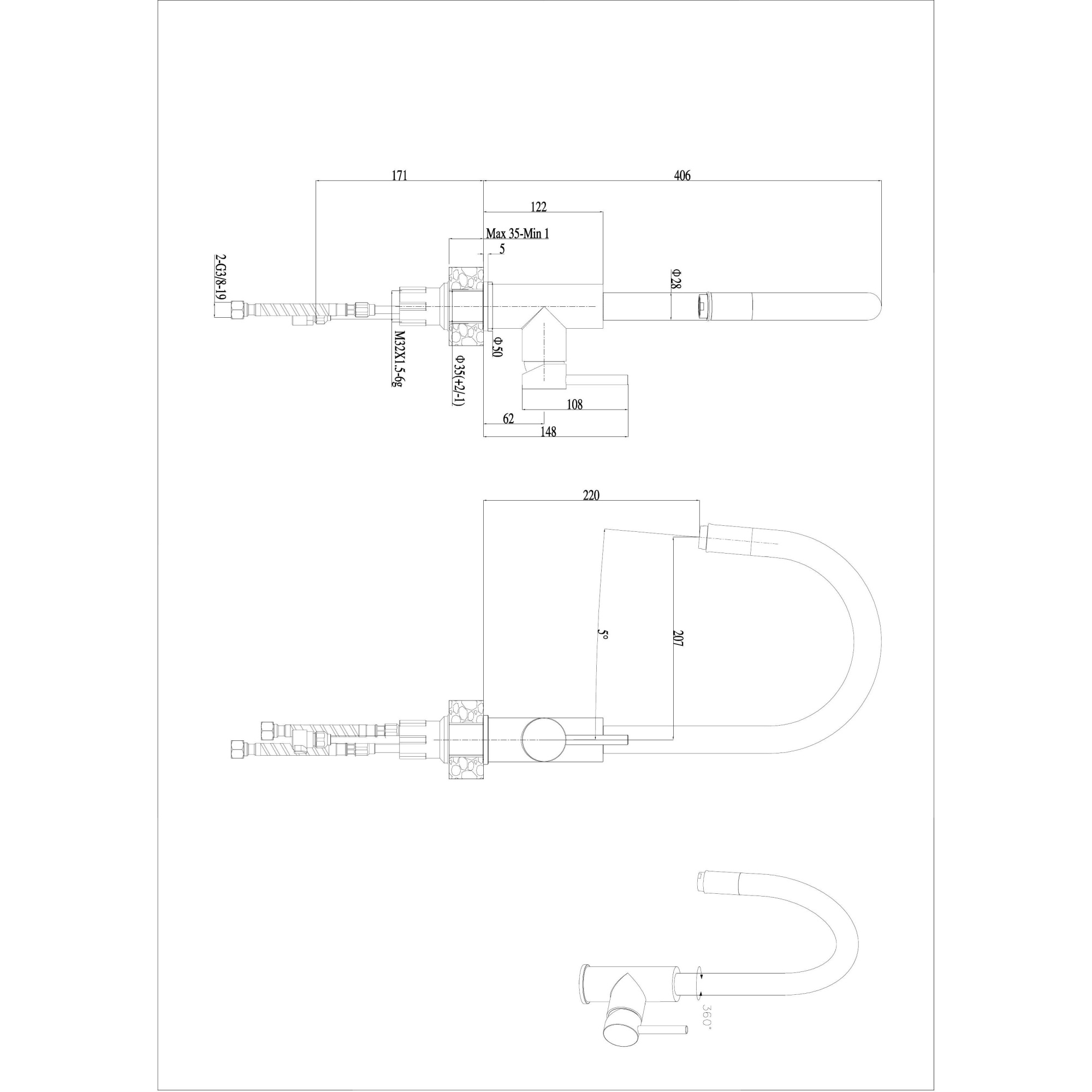 Смеситель для кухни Haiba HB71304-3