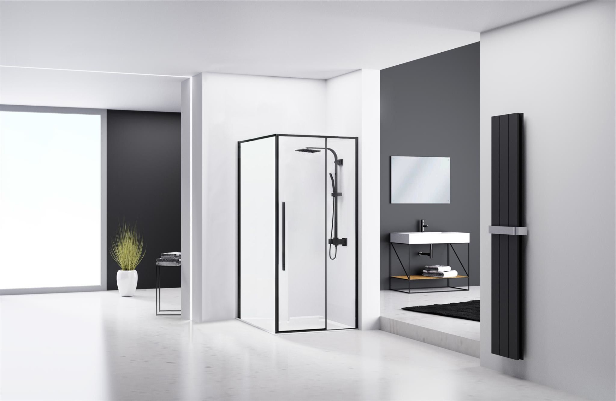 Душевой уголок Rea Solar Black L/R 90x90, REA-K6412