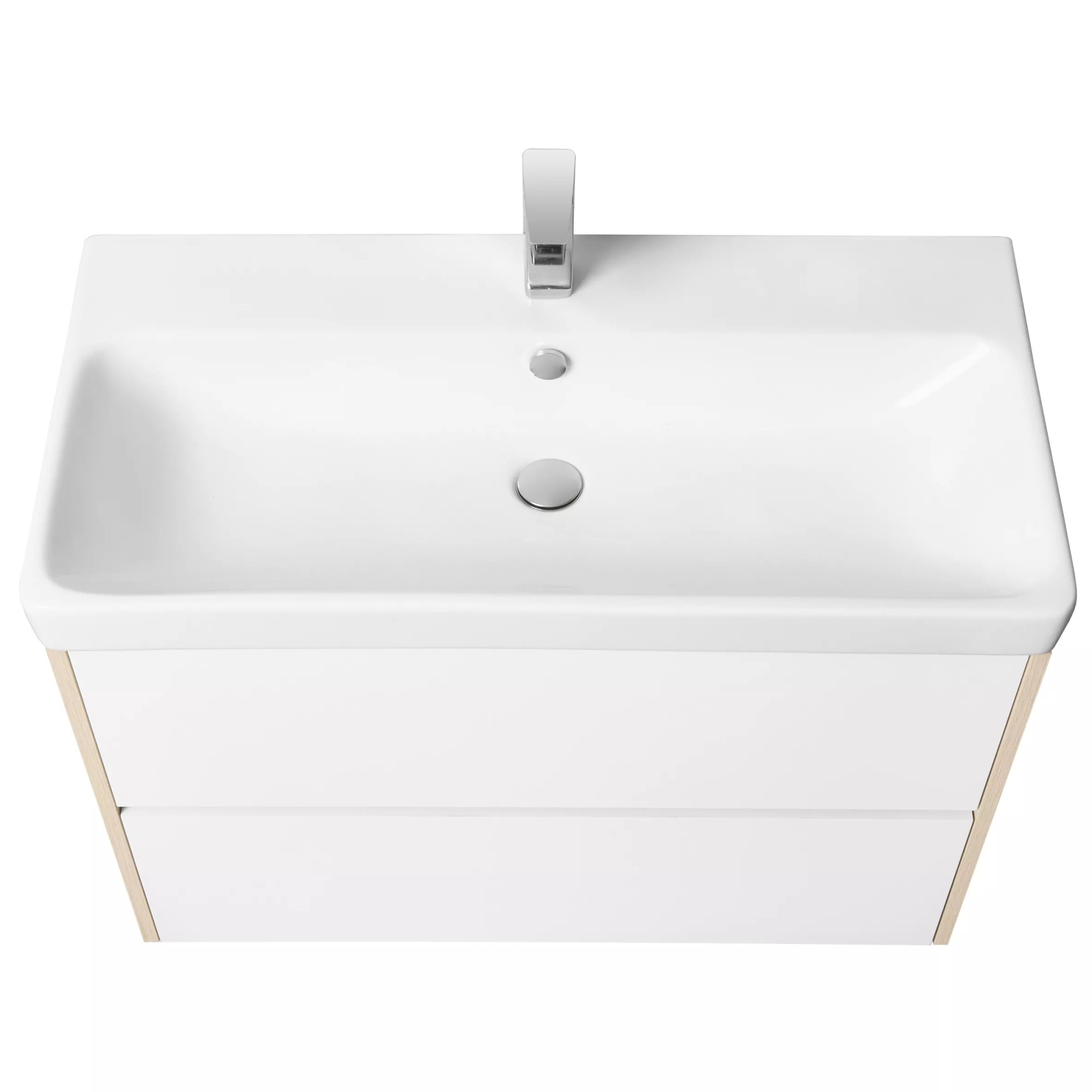 Тумба-умывальник Акватон Сканди 90 белый/дуб верона, 1A2519K0SDB20