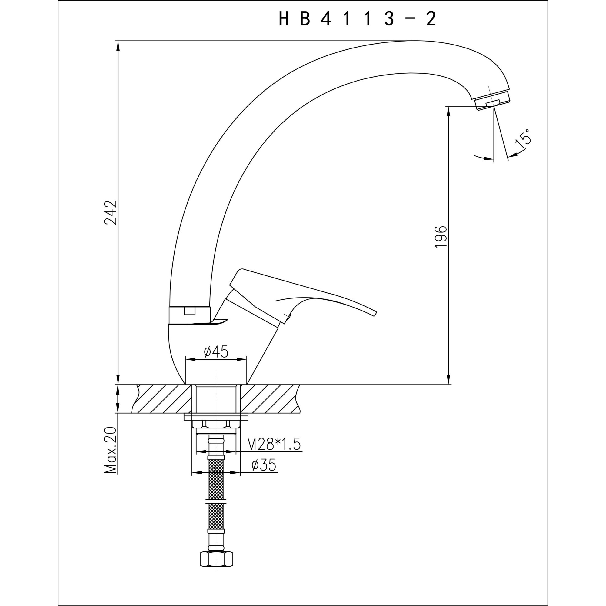 Смеситель для кухни Haiba HB4113-2