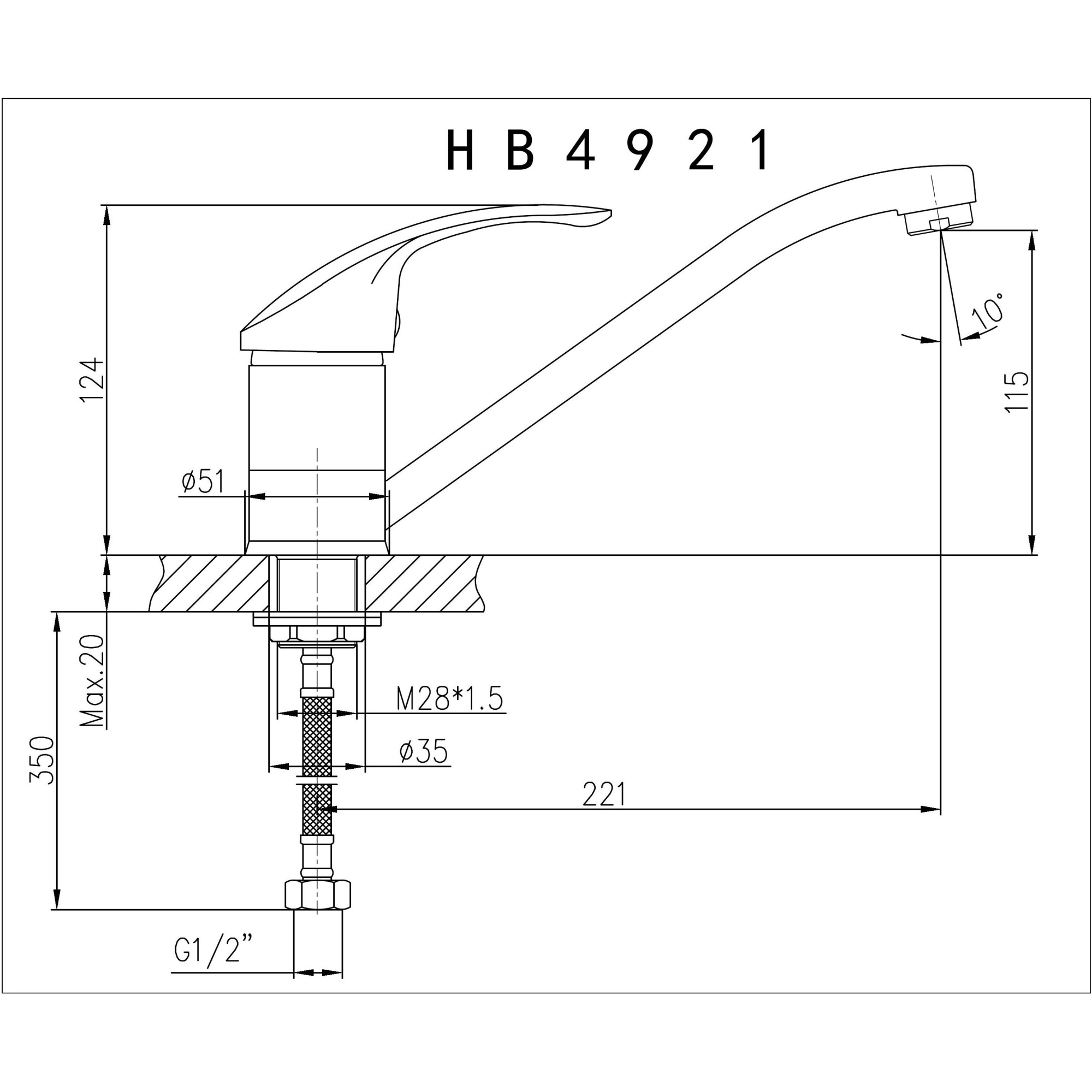 Смеситель для кухни Haiba HB4921