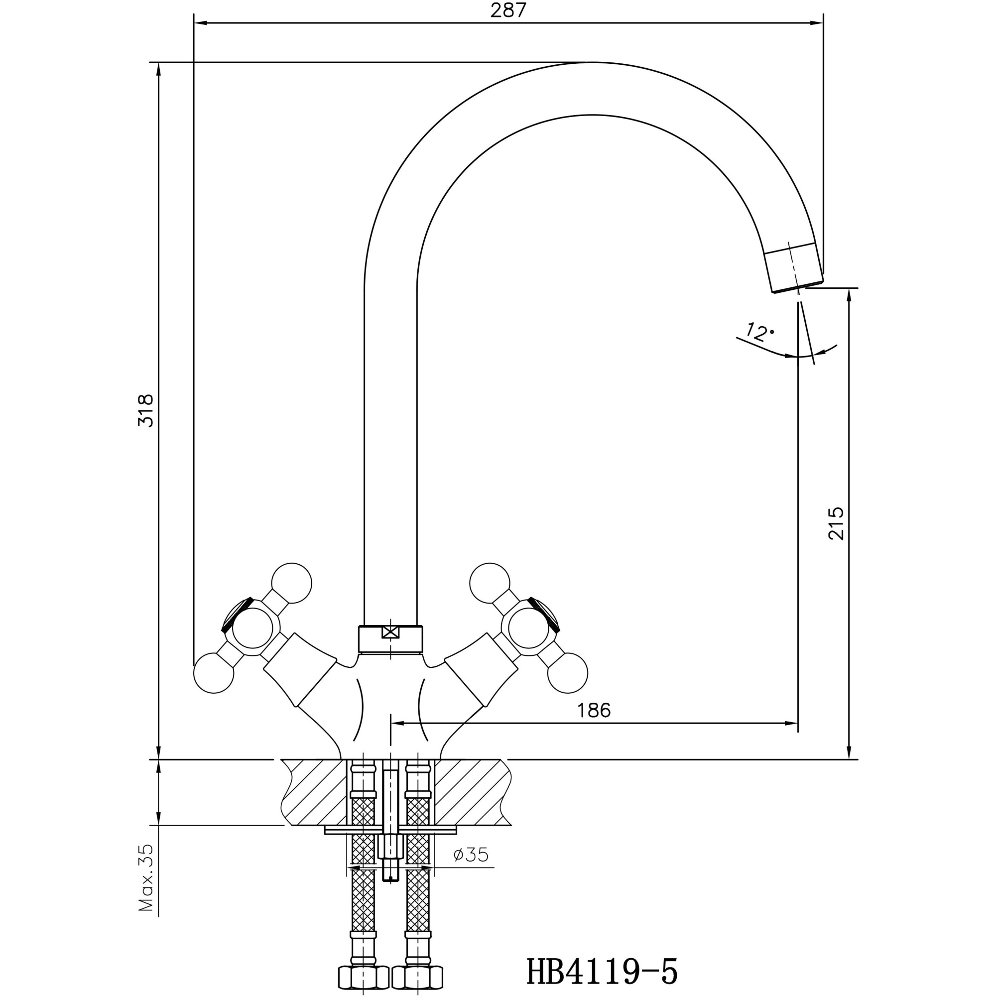 Смеситель для кухни Haiba HB4119-5