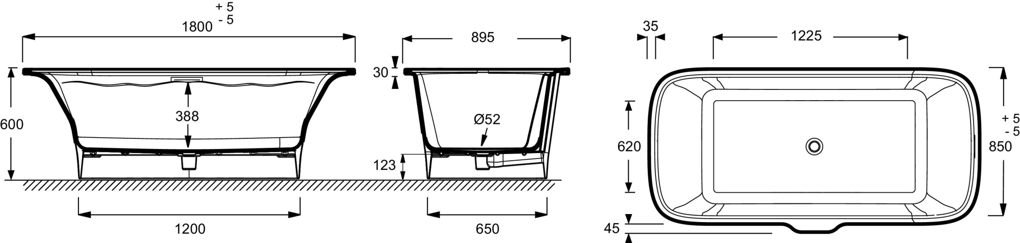 Отдельностоящая ванна Jacob Delafon Elite 180x85, E6D034-00