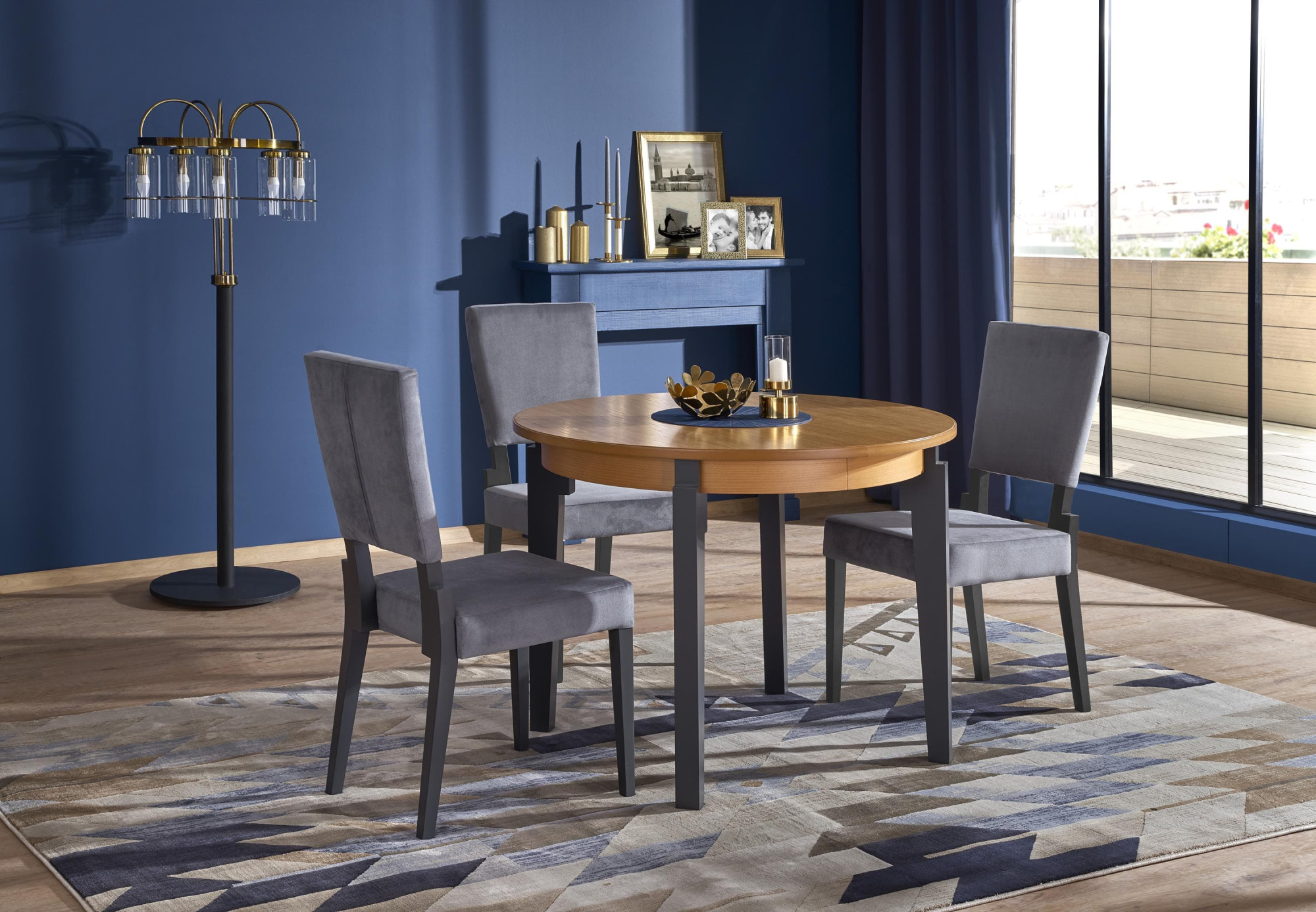 Стол обеденный Halmar Sorbus, раскладной дуб медовый/графит, V-PL-SORBUS-ST-DAB_MIODOWY/GRAFITOWY